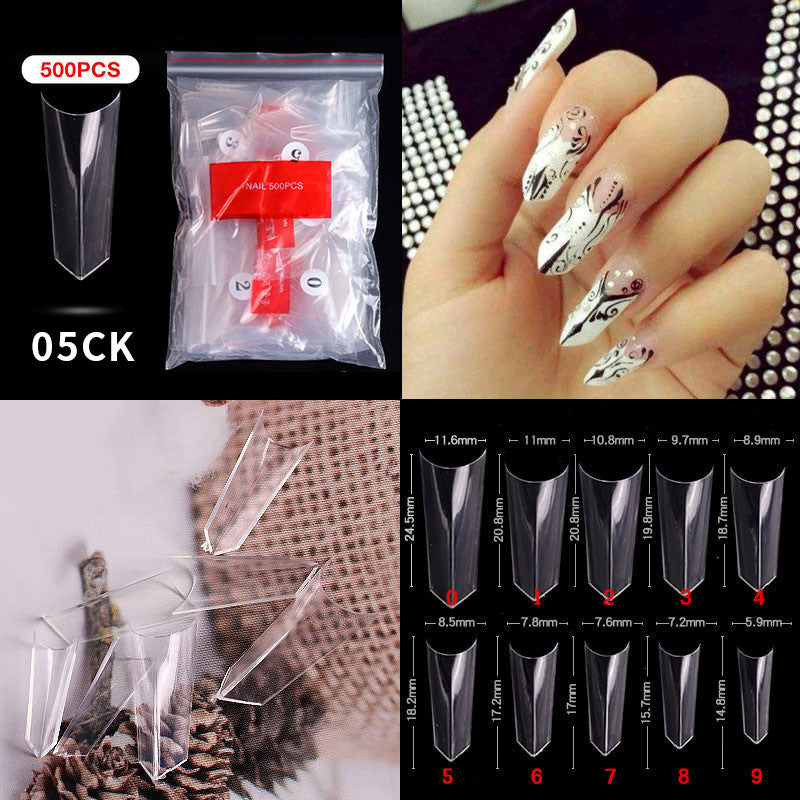 500 PCS Clear Nail Tips (33 different shapes) for Fingernails and Toenails