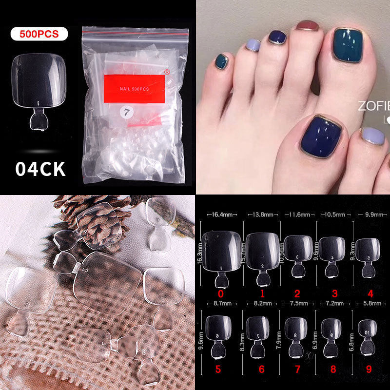 500 PCS Clear Nail Tips (33 different shapes) for Fingernails and Toenails