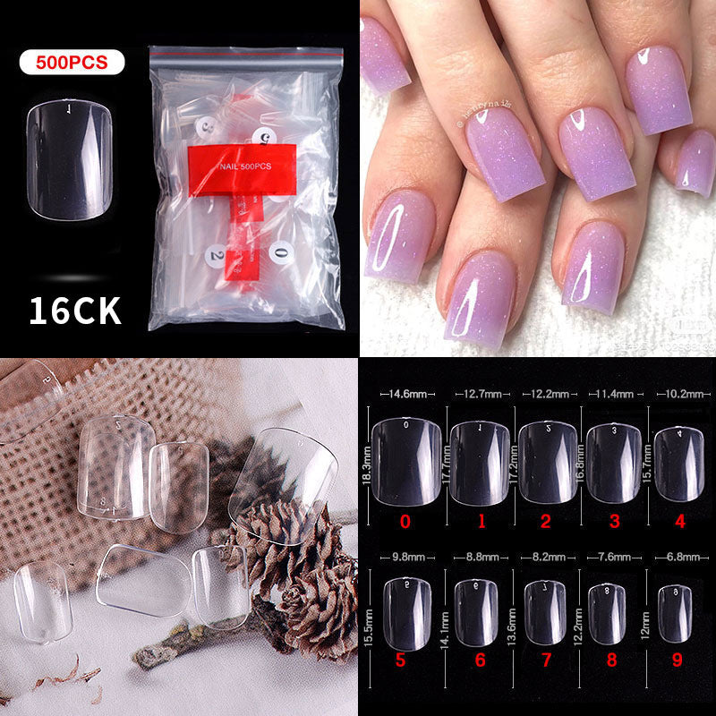500 PCS Clear Nail Tips (33 different shapes) for Fingernails and Toenails