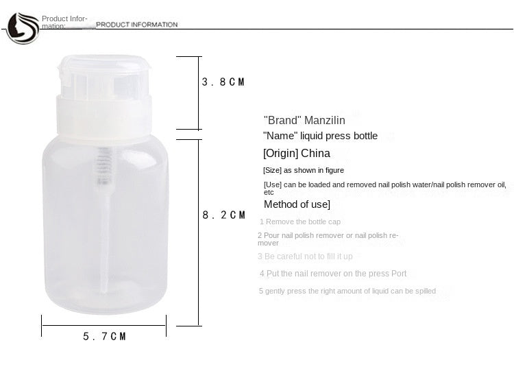 6.7 oz/200 ML Pump Dispenser Bottle Push Down Pump Dispenser Bottle for Nail Polish Remover Alcohol Makeup Remover Liquid