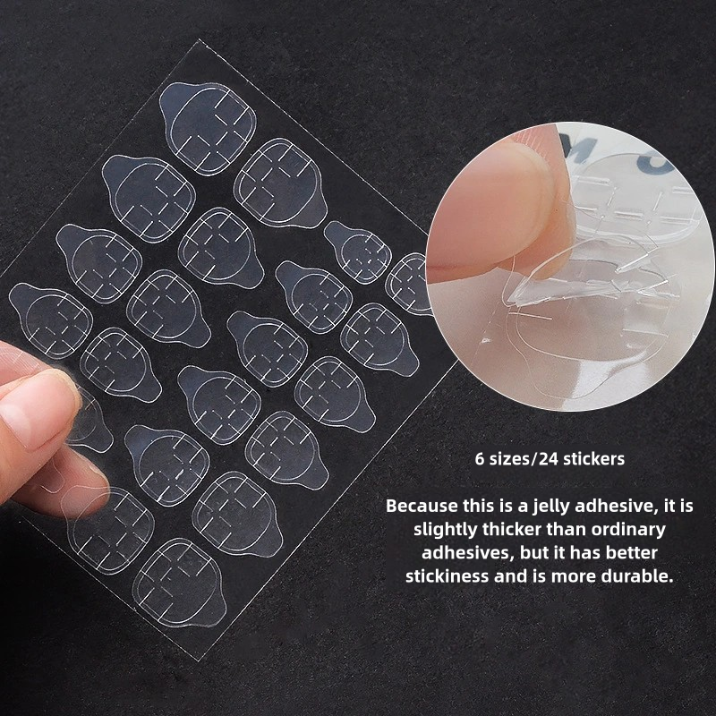 Strong Nail Glue Stickers for Press Ons Nails Waterproof Breathable Jelly Double Sided Adhesive Nail Tabs 10 Sheets(240 pcs)