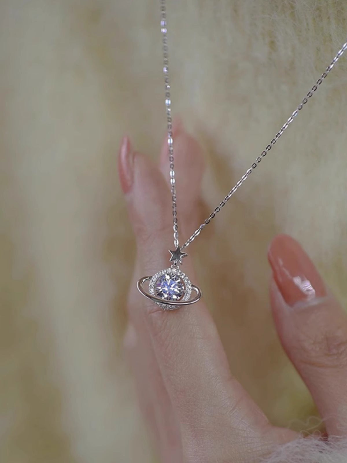 Dreamy Planet Moissanite Necklace in Sterling Silver