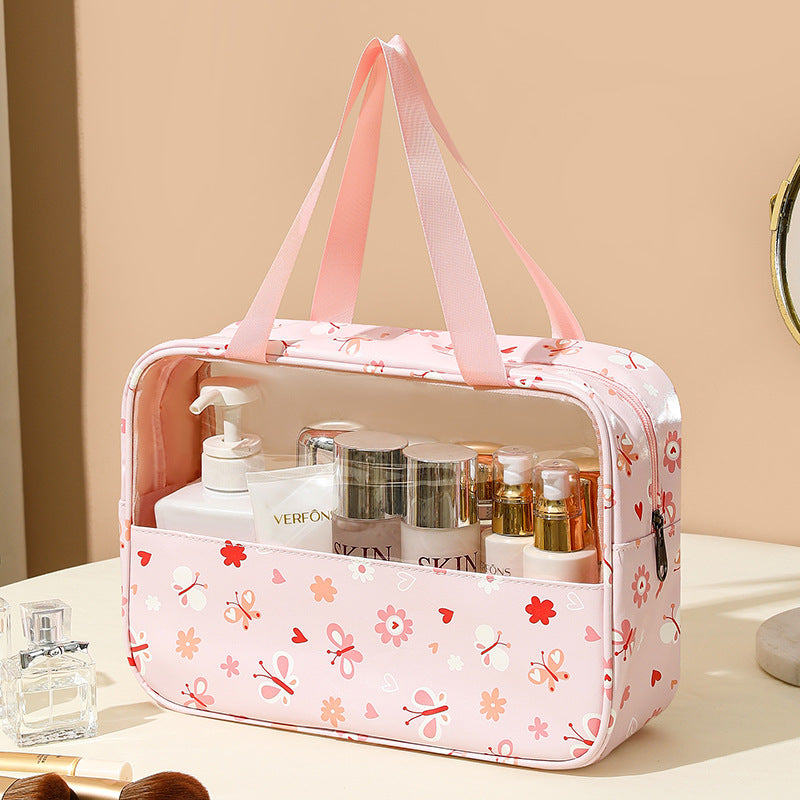 SAKURA Cosmetic Bags, PU Leather Clear Makeup Bag Travel Makeup Bag