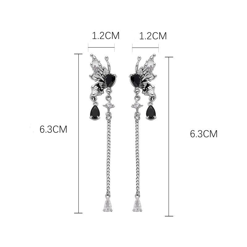 (Stainless)Artistic Ink-Wash Butterfly Tassel Earrings