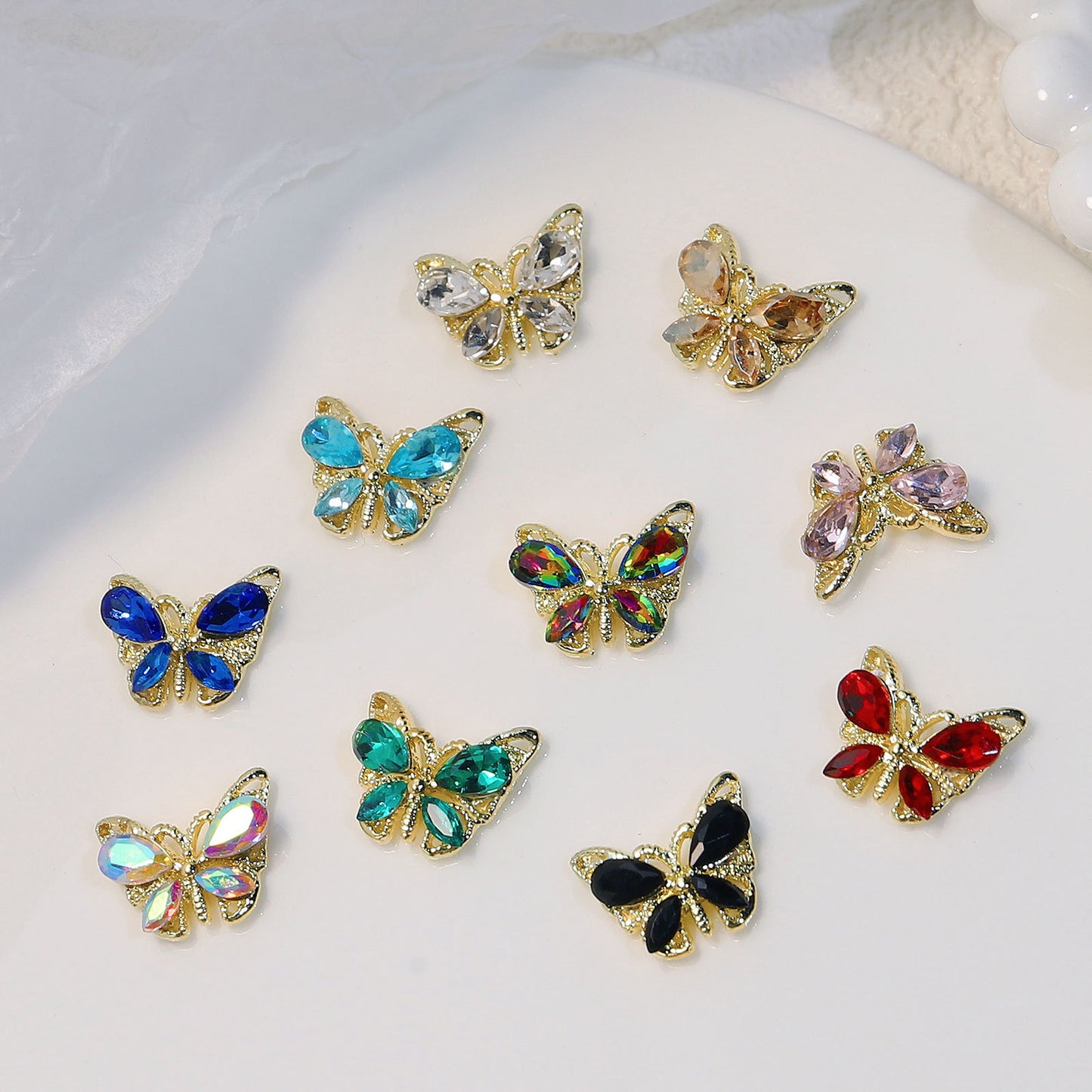 Dreamy Crystal Butterfly Nail Decorations