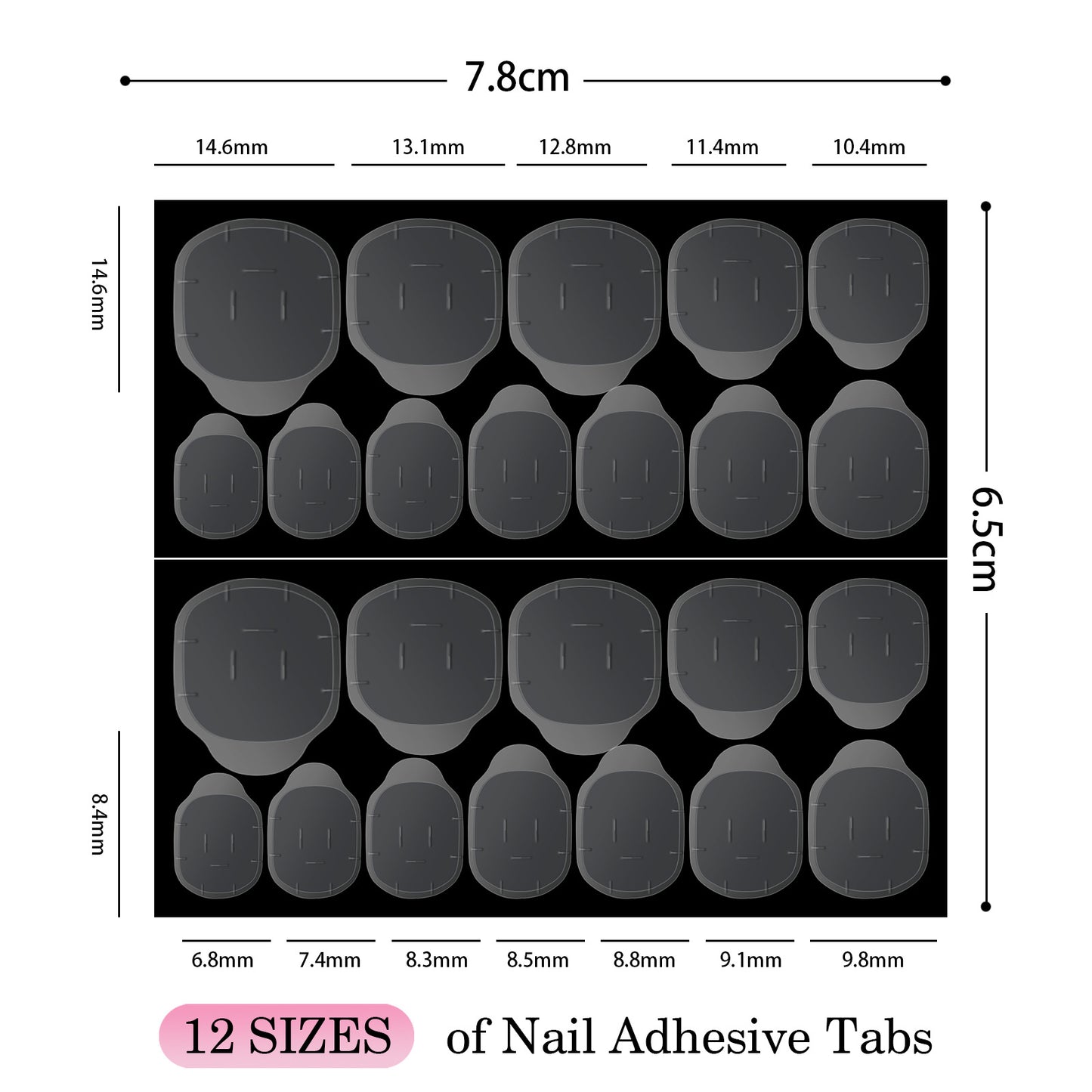 10 Sheets Waterproof Breathable Jelly Double Sided Nail Adhesives,Press on Nails Sticky Tabs Nail Glue Sticker
