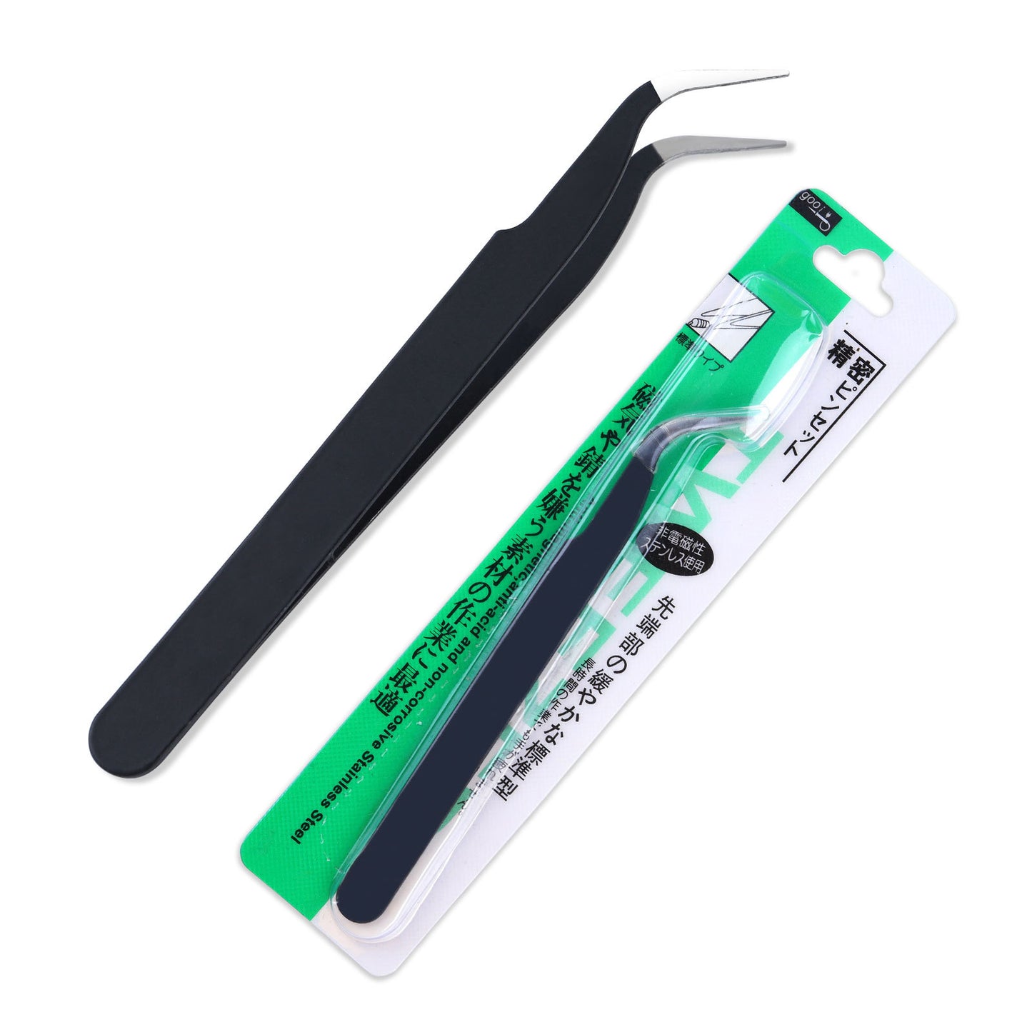 Double Ended Nail Art Tweezers, Stainless Steel Sticker Tweezers with Silicone Pressing Head