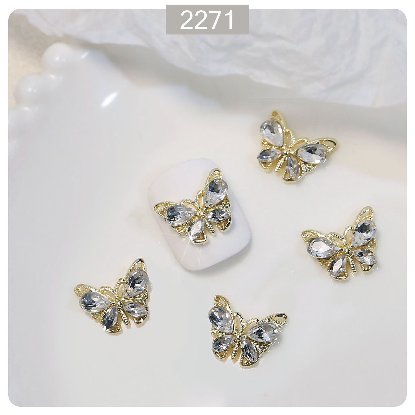 Dreamy Crystal Butterfly Nail Decorations