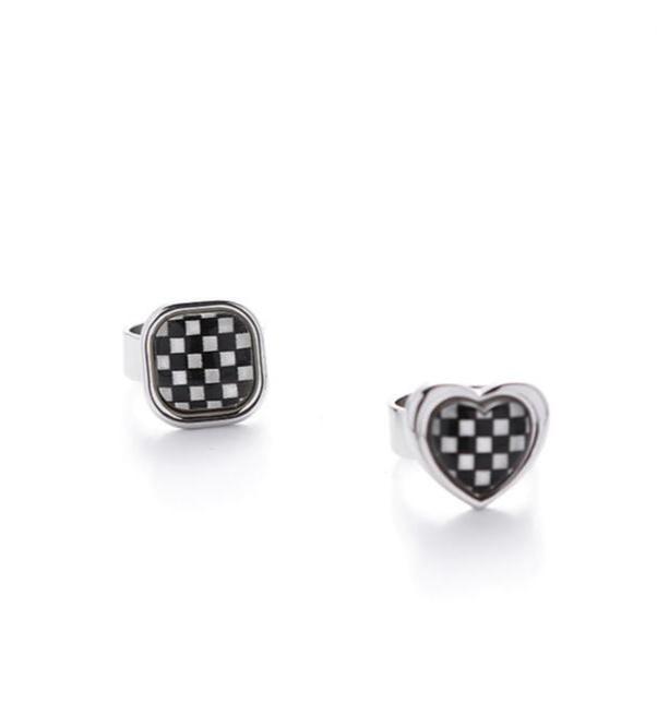 (Stainless)Retro Checkered Heart Ring | Trendy Y2K Aesthetic with a Modern Twist