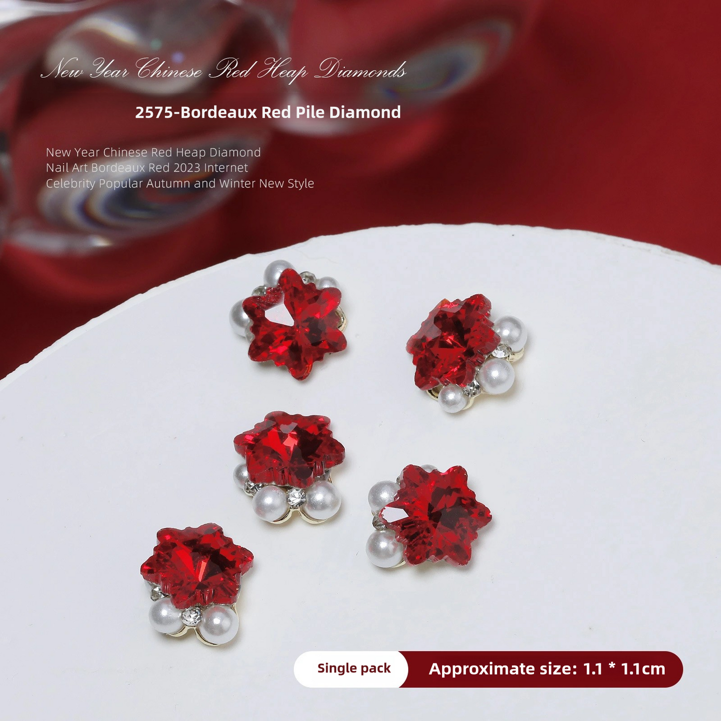 Luxurious Red Nail Art Rhinestones - 20 Unique Designs for Bold Elegance