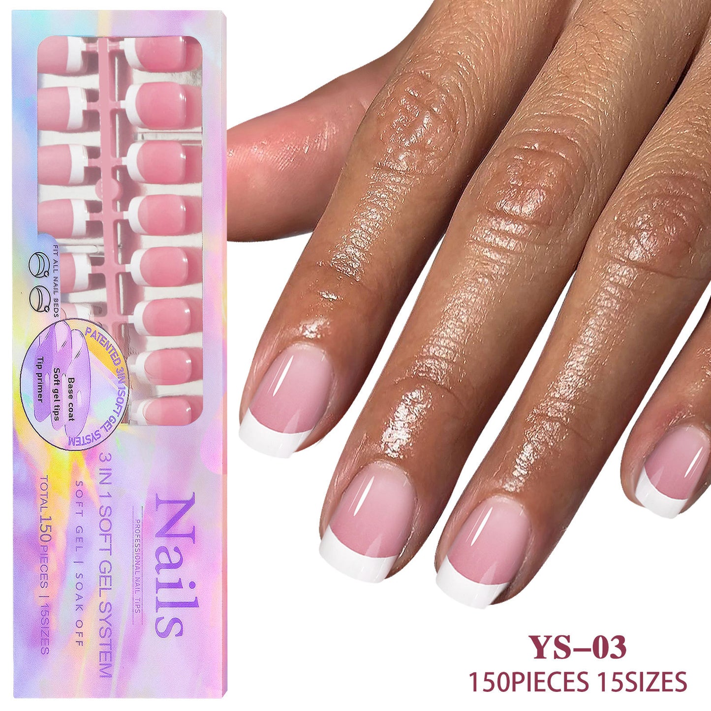 15 Different Nail Tips (150 PCS, 14 different sizes)