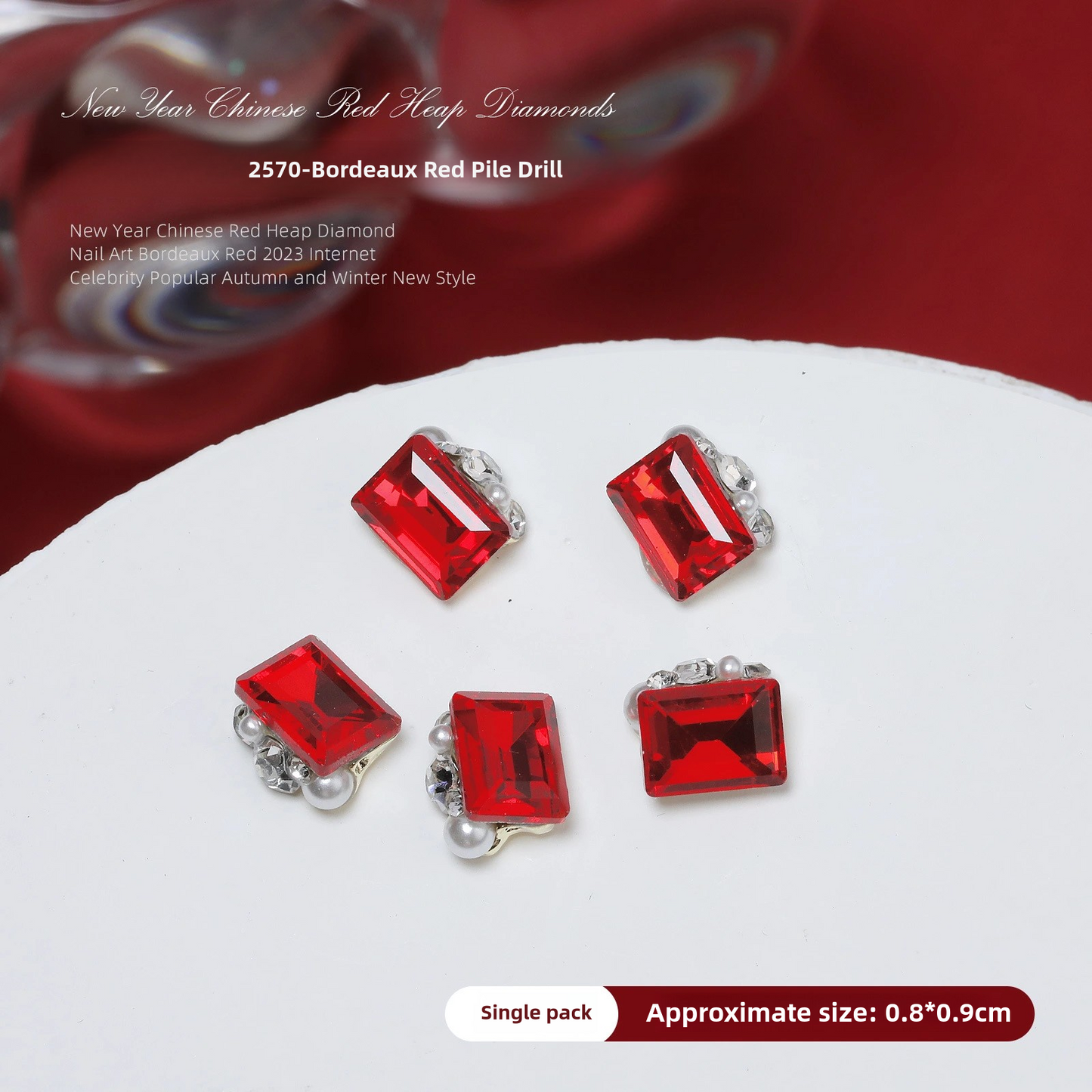 Luxurious Red Nail Art Rhinestones - 20 Unique Designs for Bold Elegance