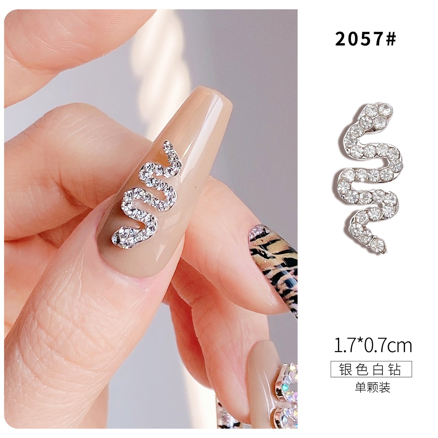 Luxury Stainless Steel Snake Nail Charms - Bold Elegance in 3D