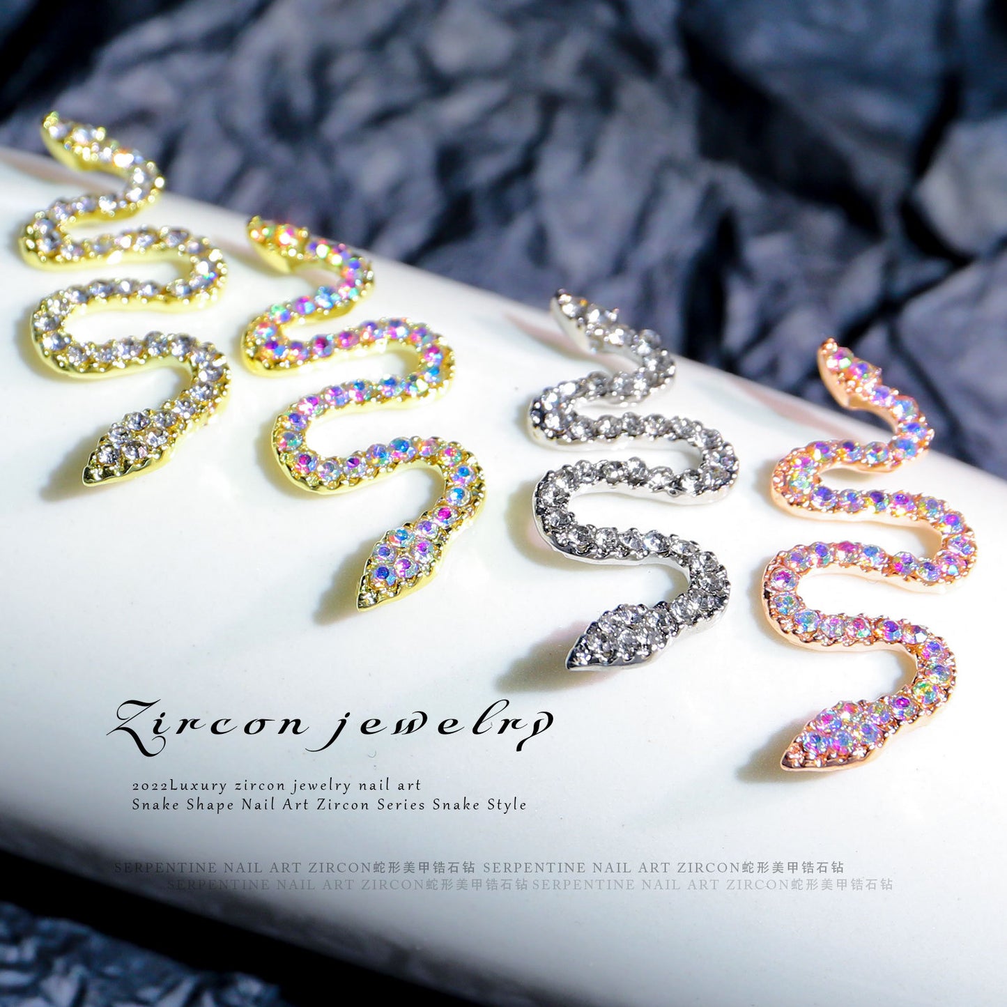 Luxury Stainless Steel Snake Nail Charms - Bold Elegance in 3D