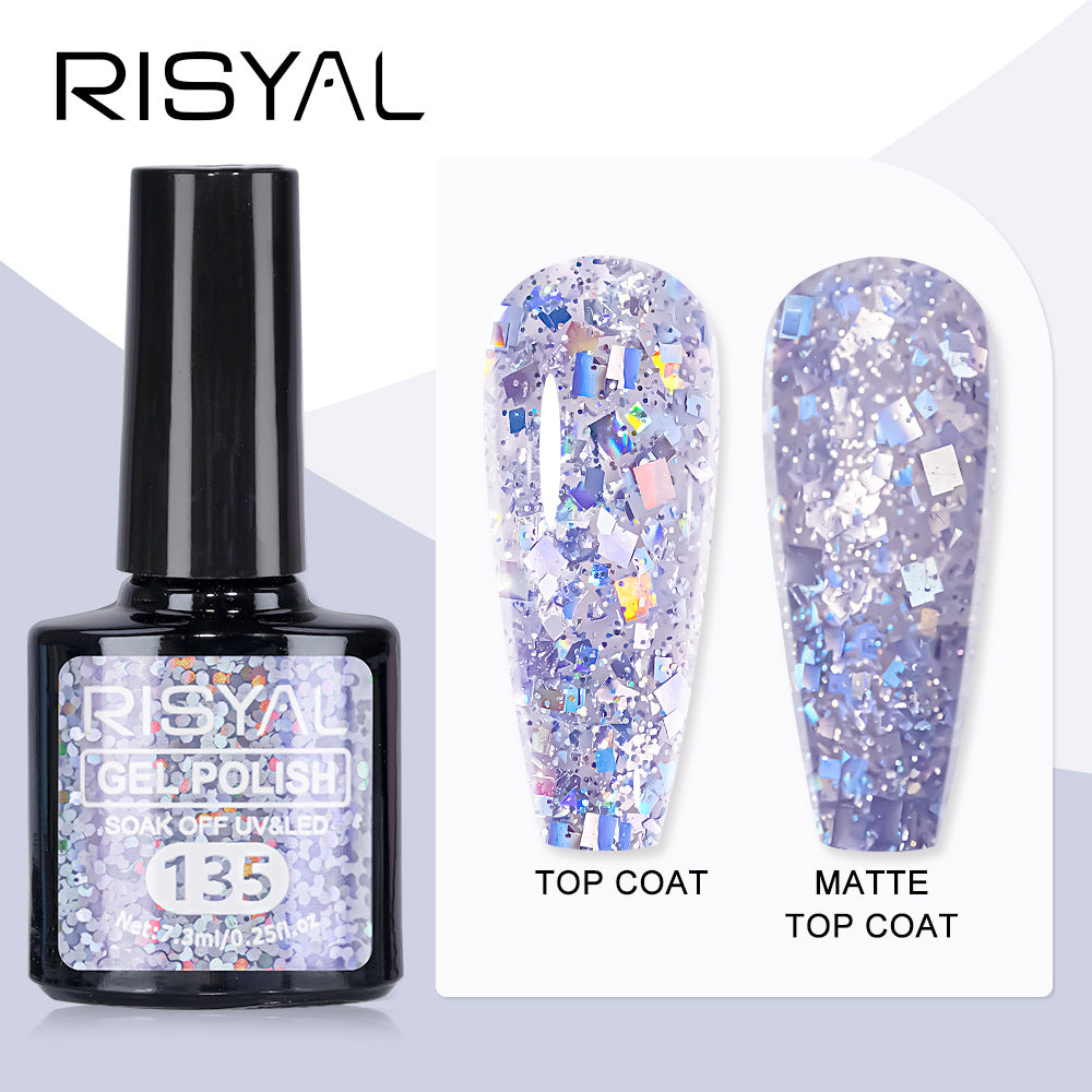 7.3ml Reflective Glitter Gel Polish (12 different color), Sparkly Shiny Gel Nail Art Varnish Manicure Kit, Soak Off LED Lamp