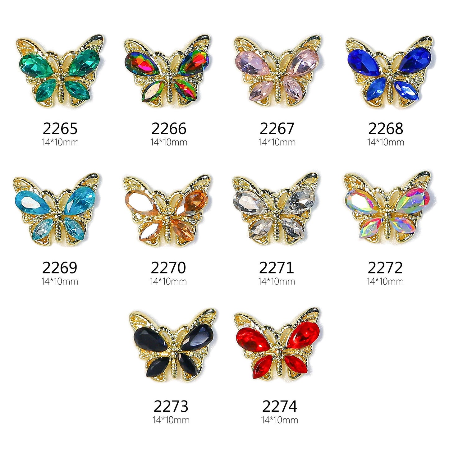Dreamy Crystal Butterfly Nail Decorations