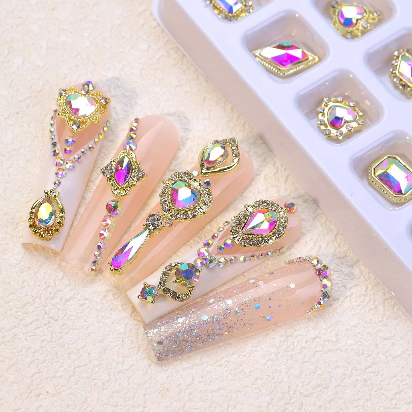 Luxury 3D Gems for Nails (12 Different Colors, 20 different gems for each color)