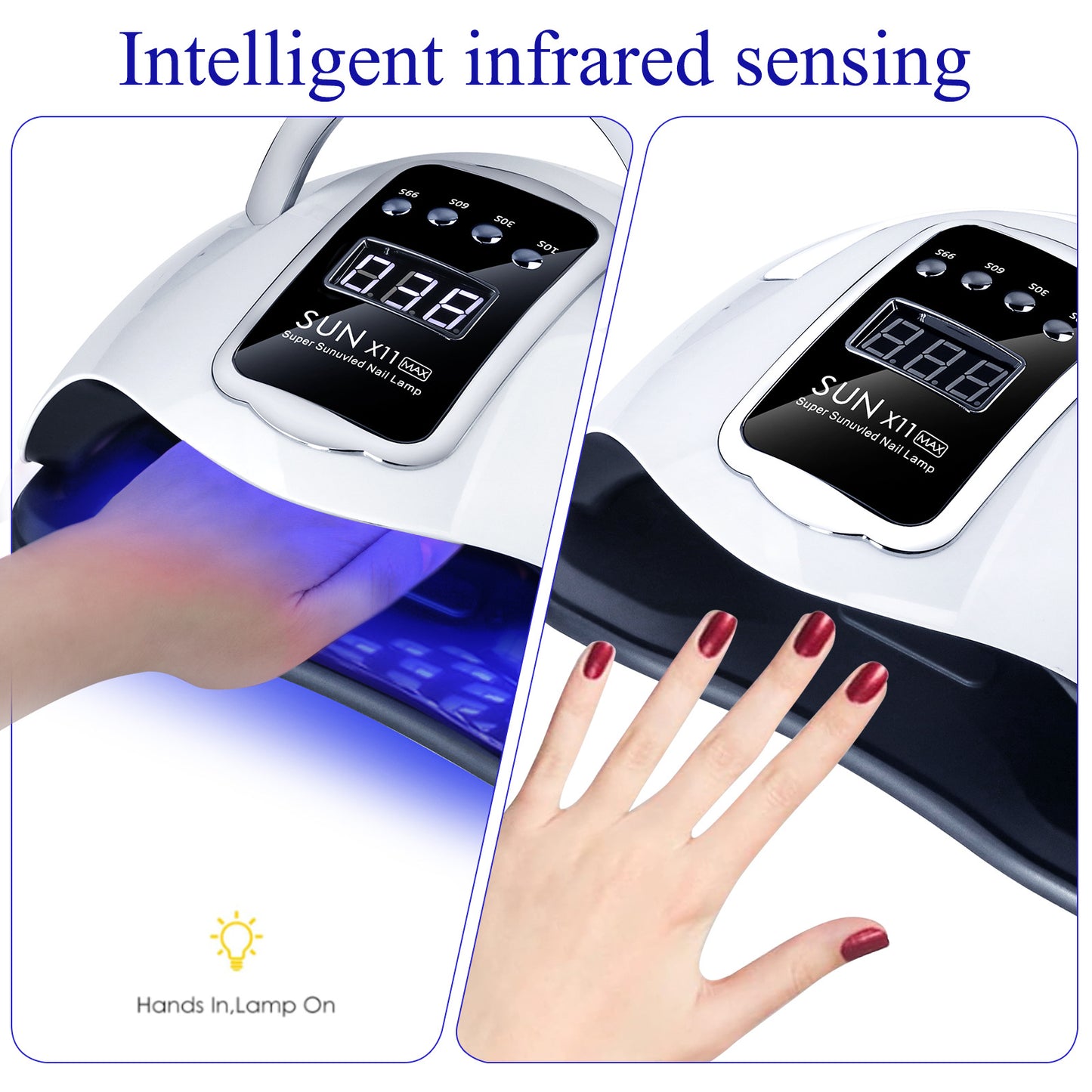 SUN X11 280W UV LED Nail Lamp, Nail Dryer for Gel Polish, 4 Timers UV Nail Lamp Professional Nail Light, 66 Pcs Lamp Beads and Automatic Sensor