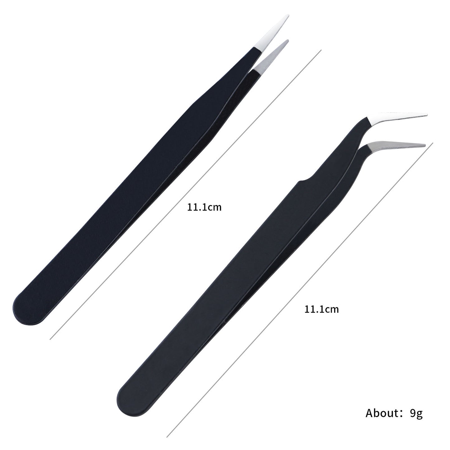 Double Ended Nail Art Tweezers, Stainless Steel Sticker Tweezers with Silicone Pressing Head