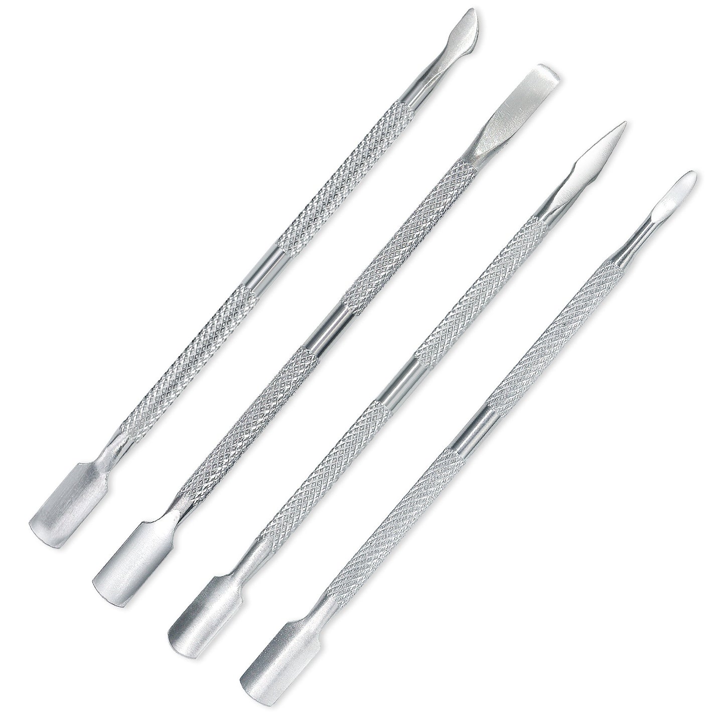Cuticle Pusher Tool and Spoon Nail Cleaner - Professional Grade Stainless Steel Cuticle Remover and Cutter - Durable Manicure and Pedicure Tool - for Fingernails and Toenails (Silver)