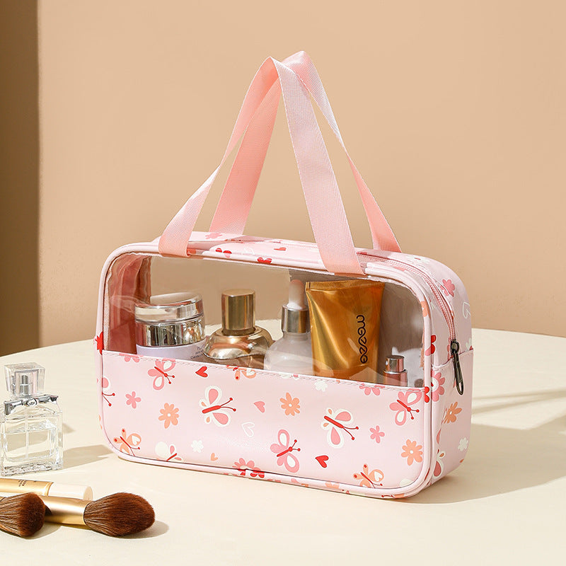 SAKURA Cosmetic Bags, PU Leather Clear Makeup Bag Travel Makeup Bag