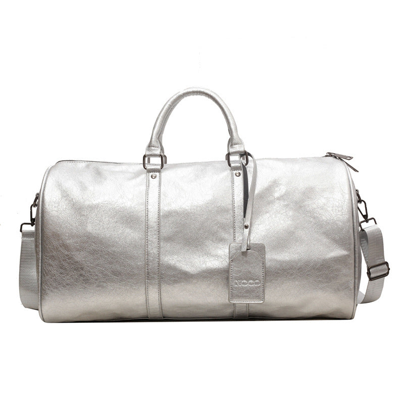 Metallic Silver Travel Duffel Bag – Sleek, Spacious, and Perfect for Every Journey
