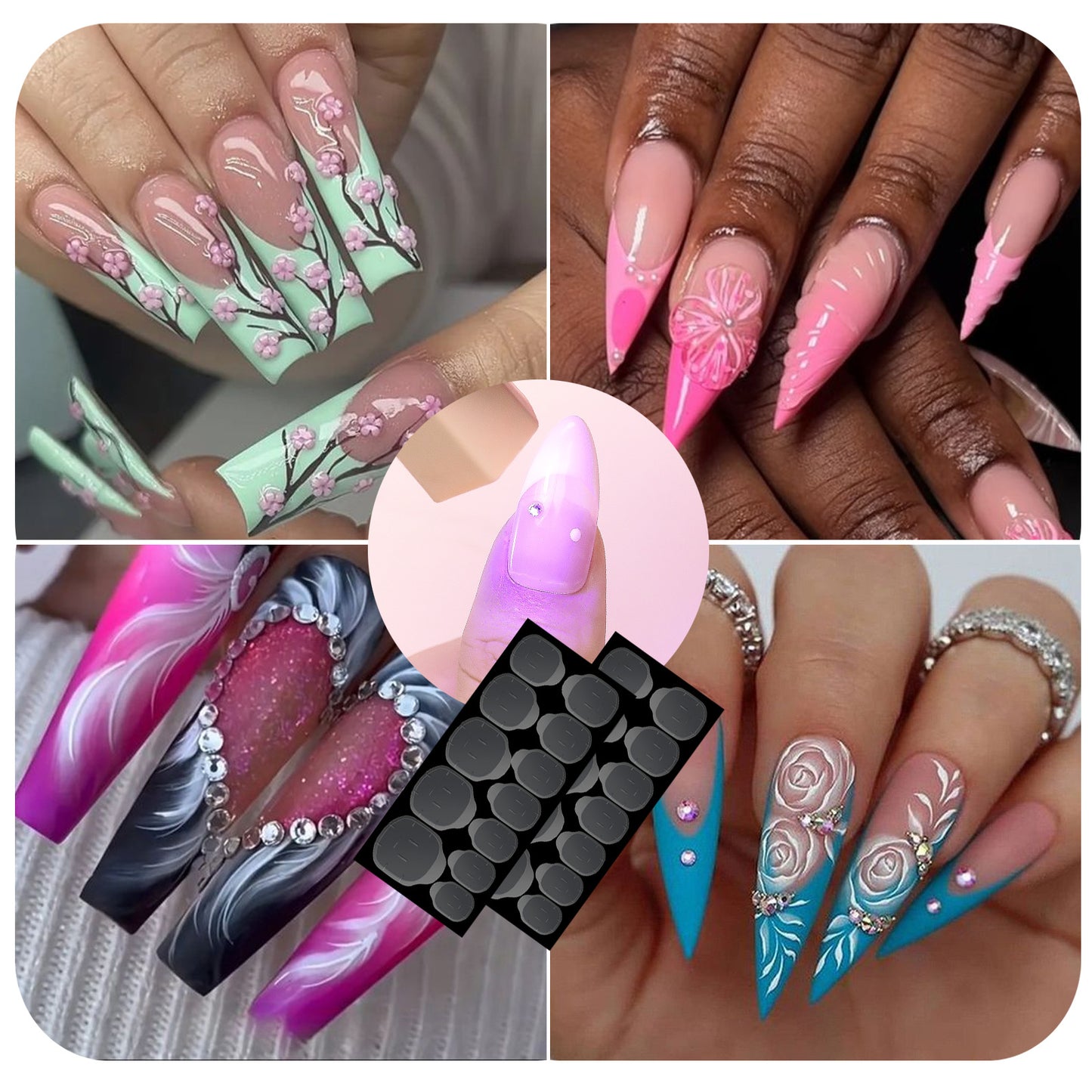 10 Sheets Waterproof Breathable Jelly Double Sided Nail Adhesives,Press on Nails Sticky Tabs Nail Glue Sticker