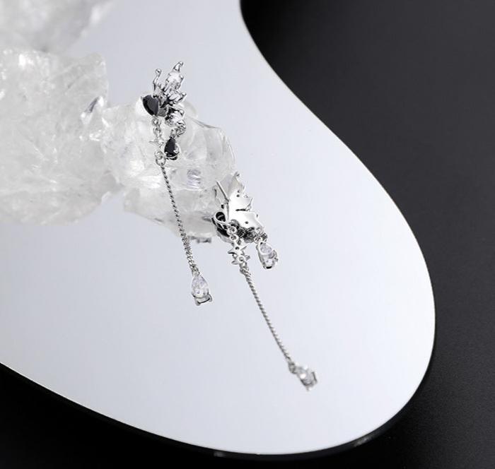 (Stainless)Artistic Ink-Wash Butterfly Tassel Earrings