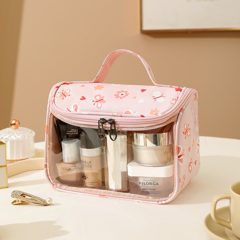SAKURA Cosmetic Bags, PU Leather Clear Makeup Bag Travel Makeup Bag