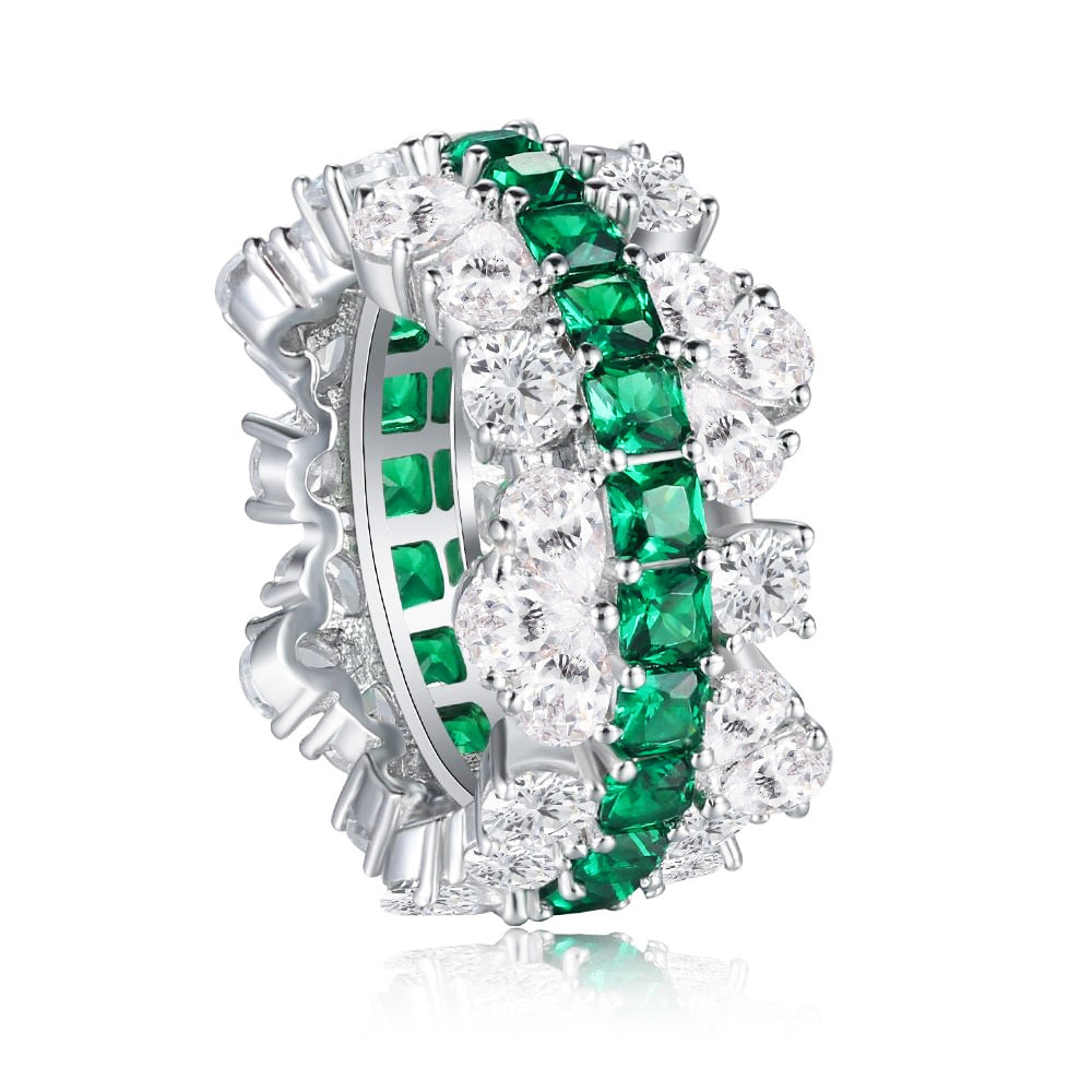 Emerald Three-Row Ring – Luxurious & Sophisticated