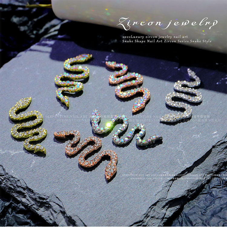 Luxury Stainless Steel Snake Nail Charms - Bold Elegance in 3D
