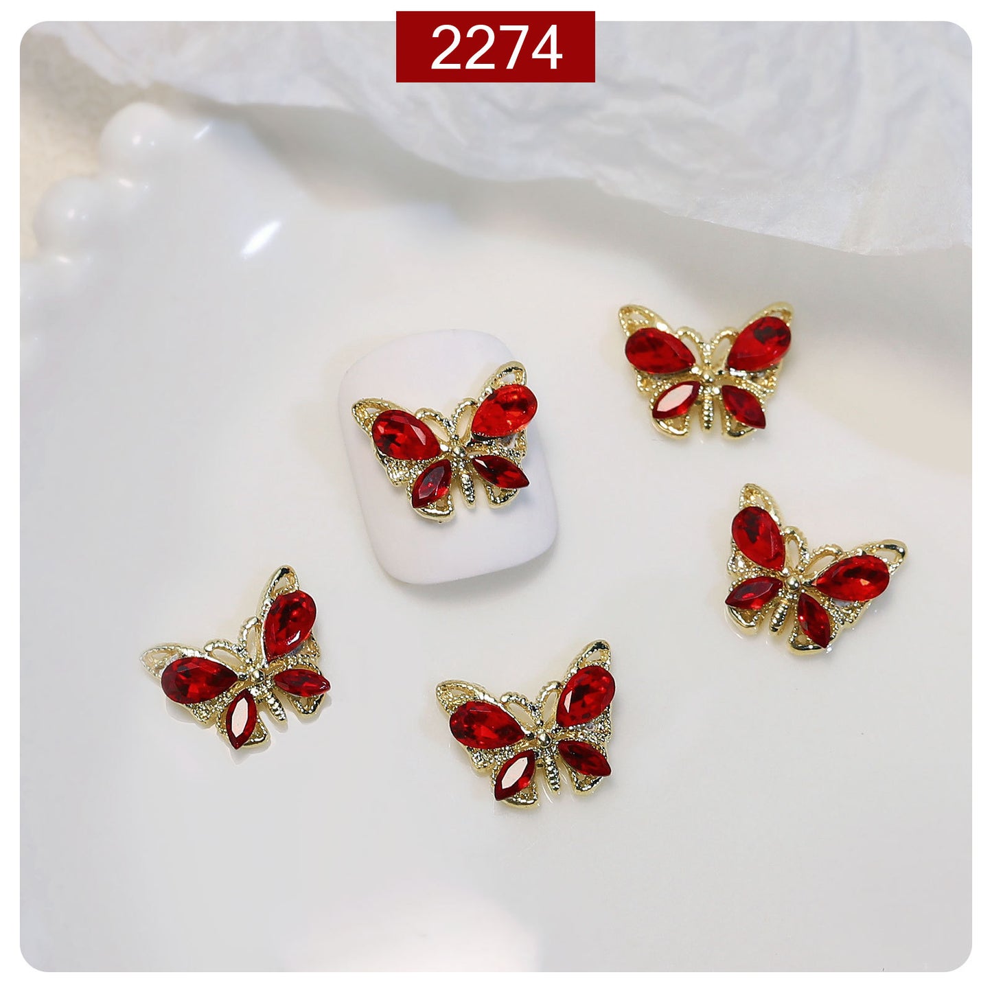 Dreamy Crystal Butterfly Nail Decorations