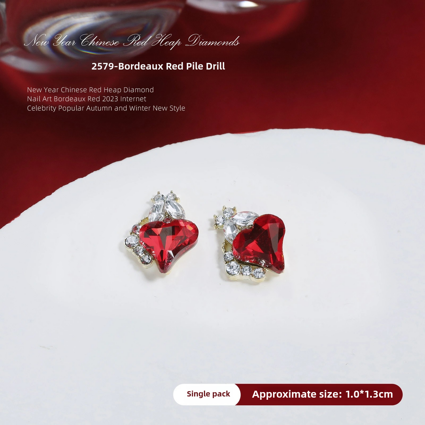 Luxurious Red Nail Art Rhinestones - 20 Unique Designs for Bold Elegance