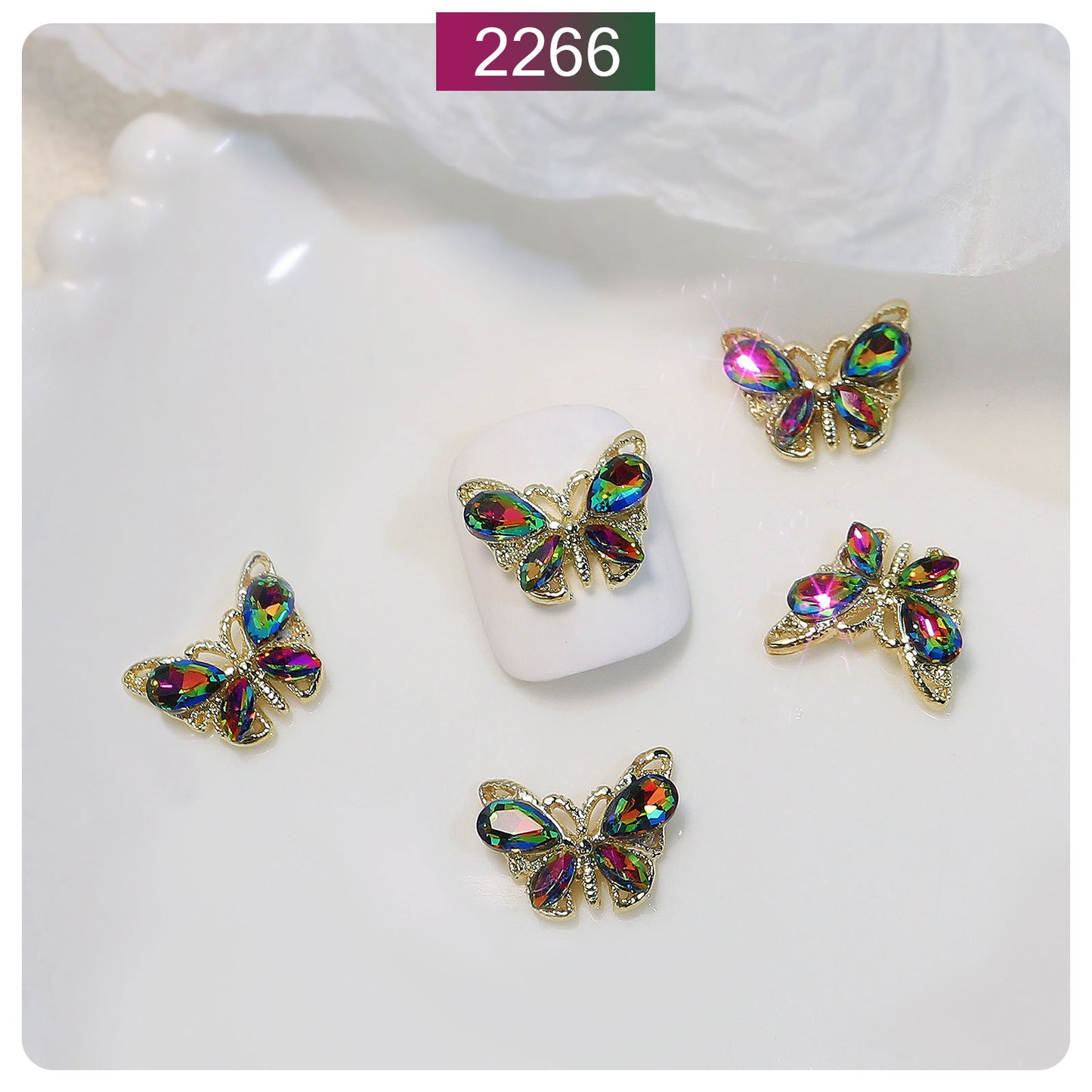 Dreamy Crystal Butterfly Nail Decorations