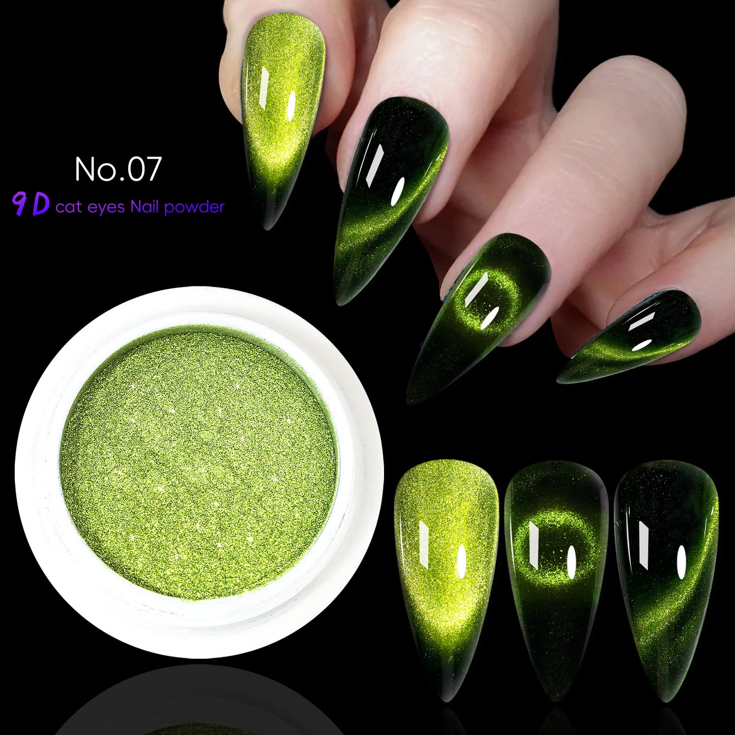 10 Colors Cat Eye Chrome Nail Powder Set Cat Eye Chrome Nail Powder Set With a Small Brush