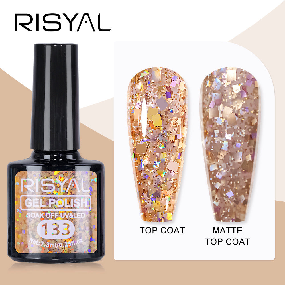 7.3ml Reflective Glitter Gel Polish (12 different color), Sparkly Shiny Gel Nail Art Varnish Manicure Kit, Soak Off LED Lamp