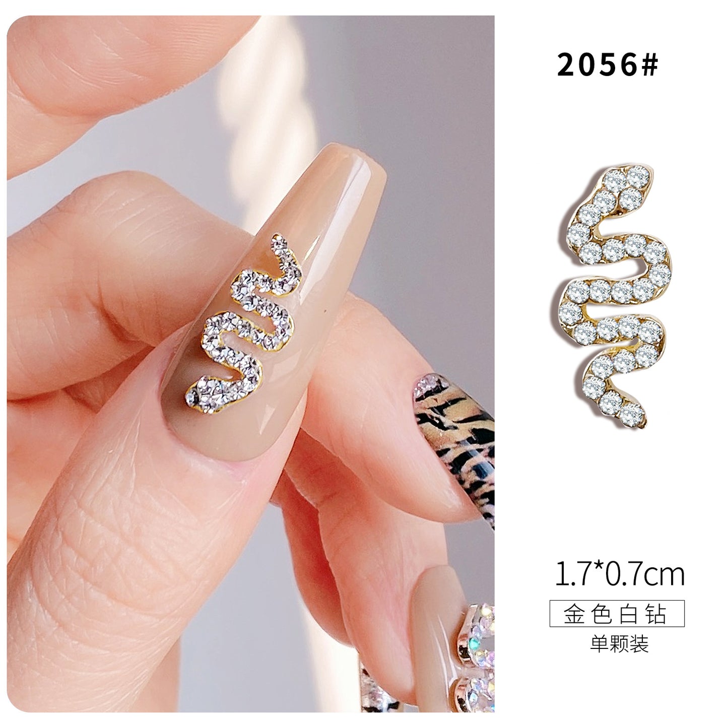 Luxury Stainless Steel Snake Nail Charms - Bold Elegance in 3D