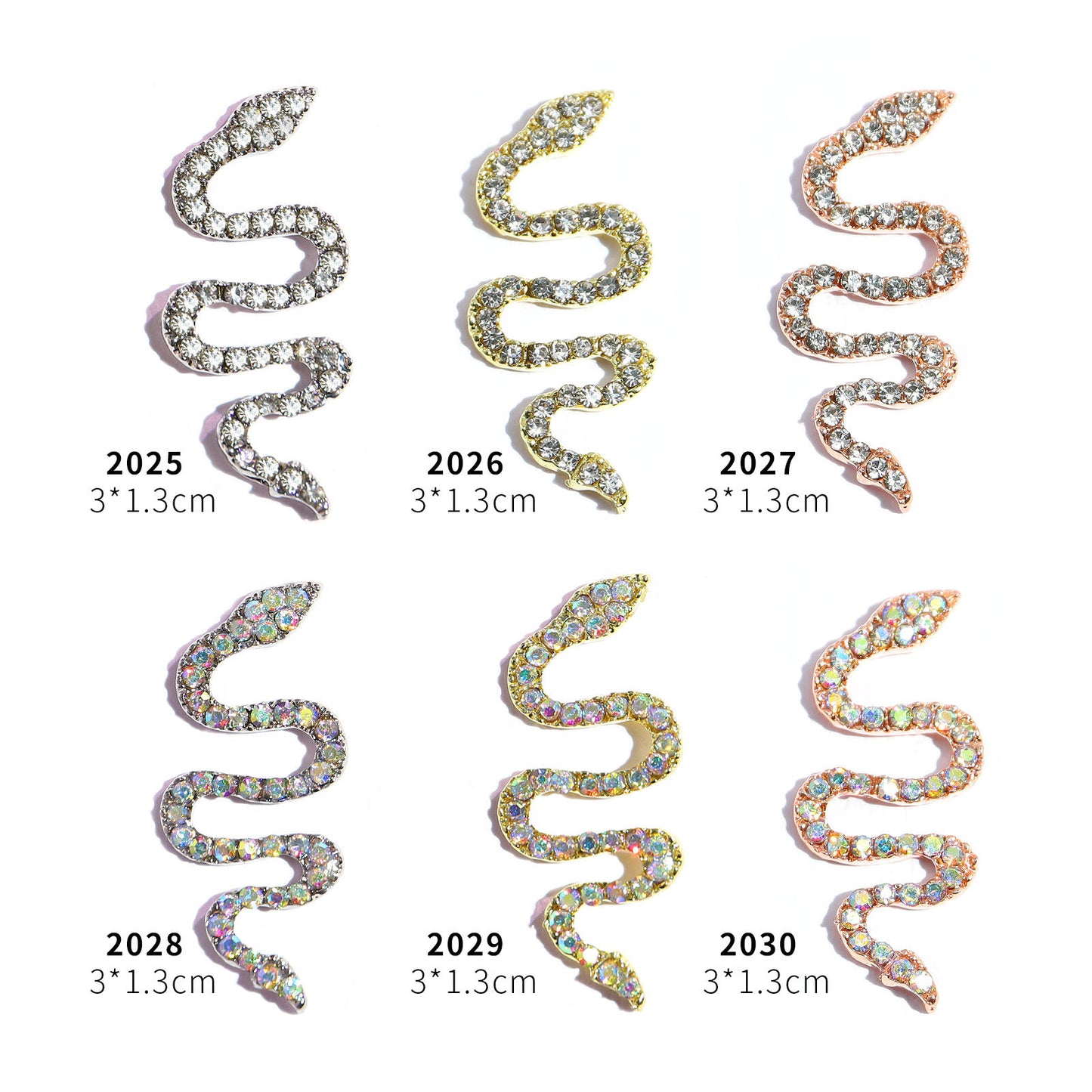 Luxury Stainless Steel Snake Nail Charms - Bold Elegance in 3D