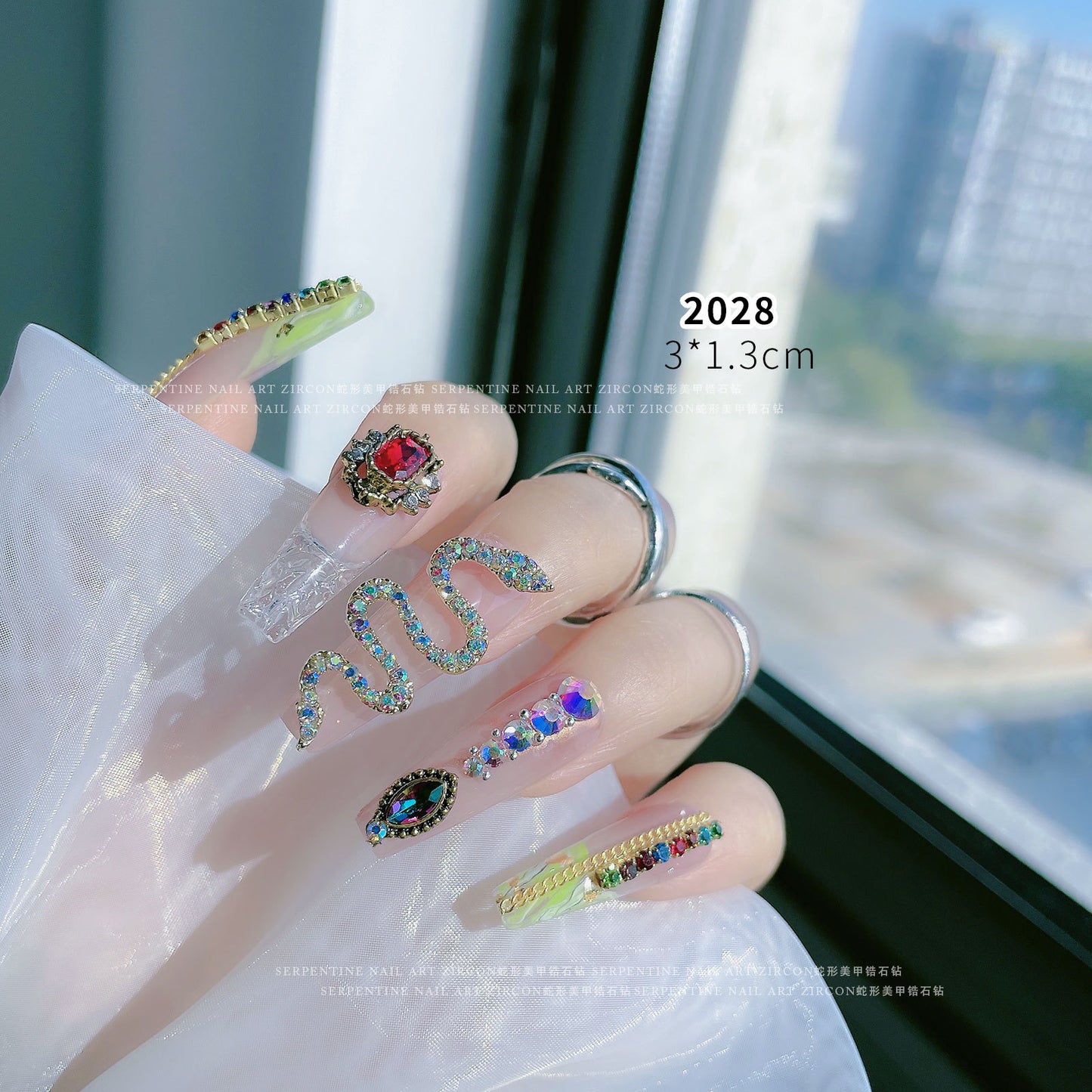 Luxury Stainless Steel Snake Nail Charms - Bold Elegance in 3D