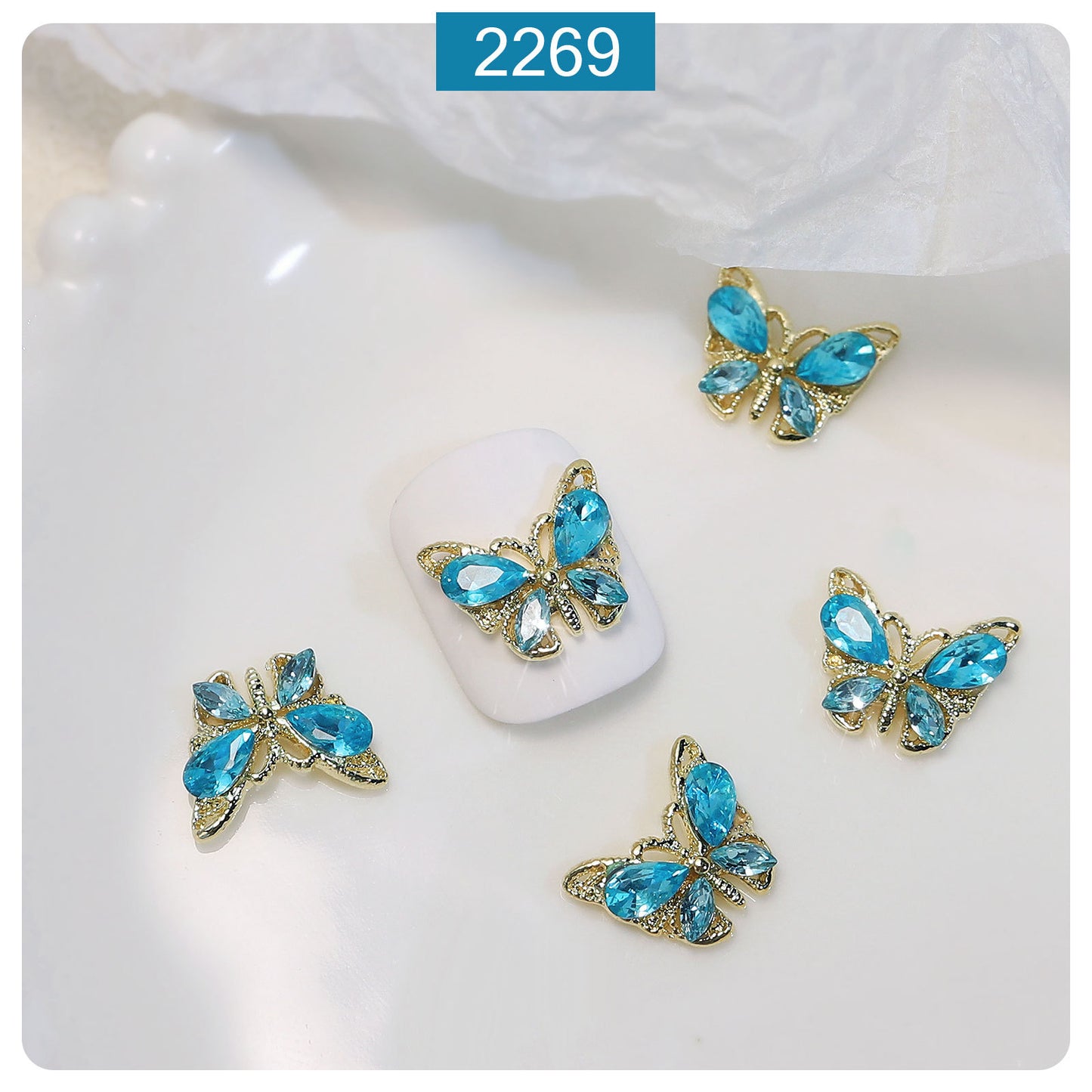 Dreamy Crystal Butterfly Nail Decorations