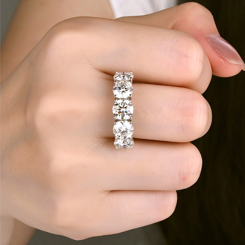 Fashionable Five-Row Moissanite Ring – Elegant & Luxurious