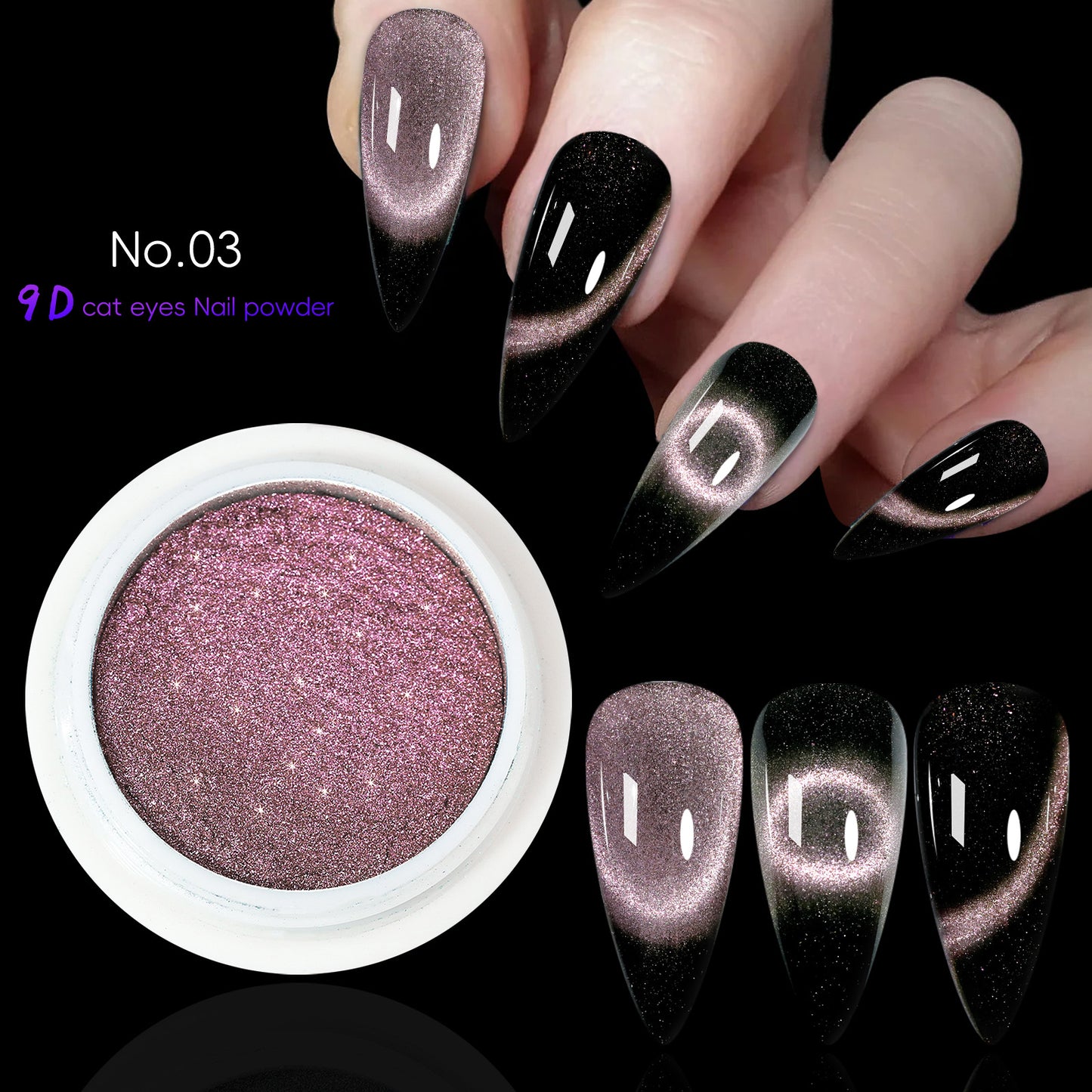 10 Colors Cat Eye Chrome Nail Powder Set Cat Eye Chrome Nail Powder Set With a Small Brush