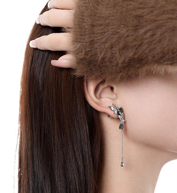 (Stainless)Artistic Ink-Wash Butterfly Tassel Earrings