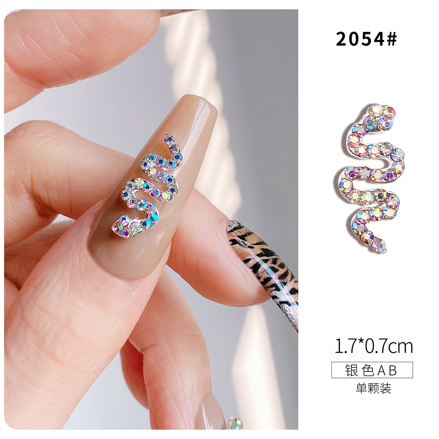 Luxury Stainless Steel Snake Nail Charms - Bold Elegance in 3D