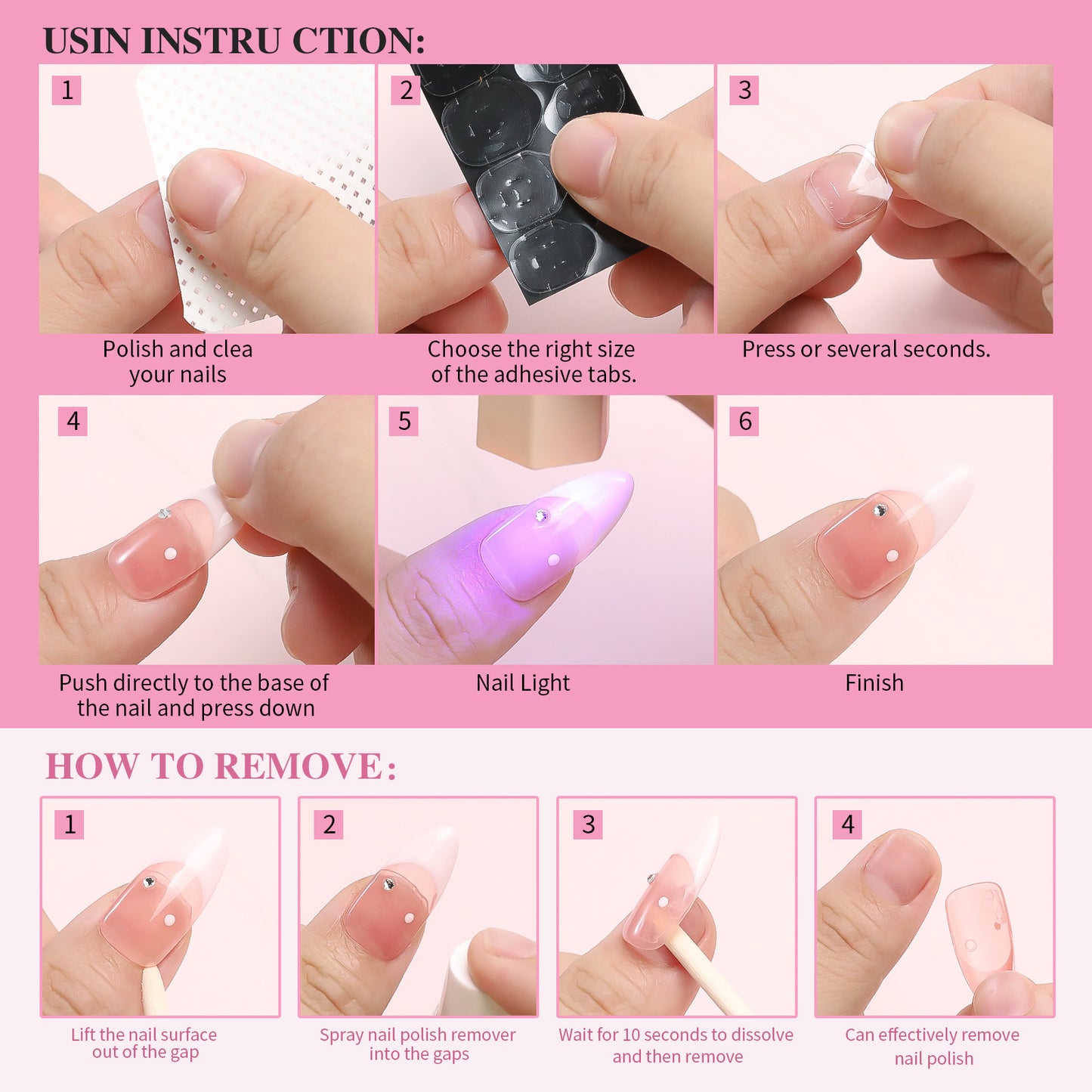 10 Sheets Waterproof Breathable Jelly Double Sided Nail Adhesives,Press on Nails Sticky Tabs Nail Glue Sticker