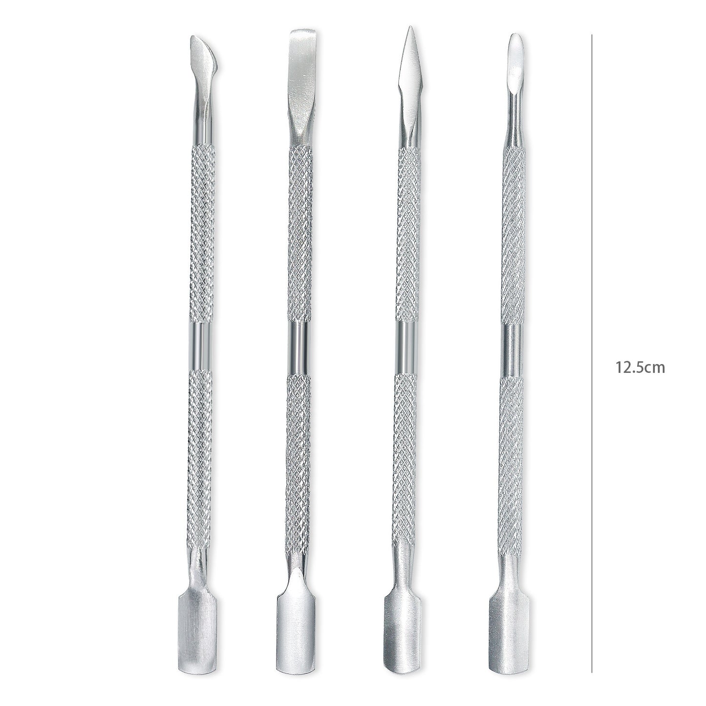 Cuticle Pusher Tool and Spoon Nail Cleaner - Professional Grade Stainless Steel Cuticle Remover and Cutter - Durable Manicure and Pedicure Tool - for Fingernails and Toenails (Silver)