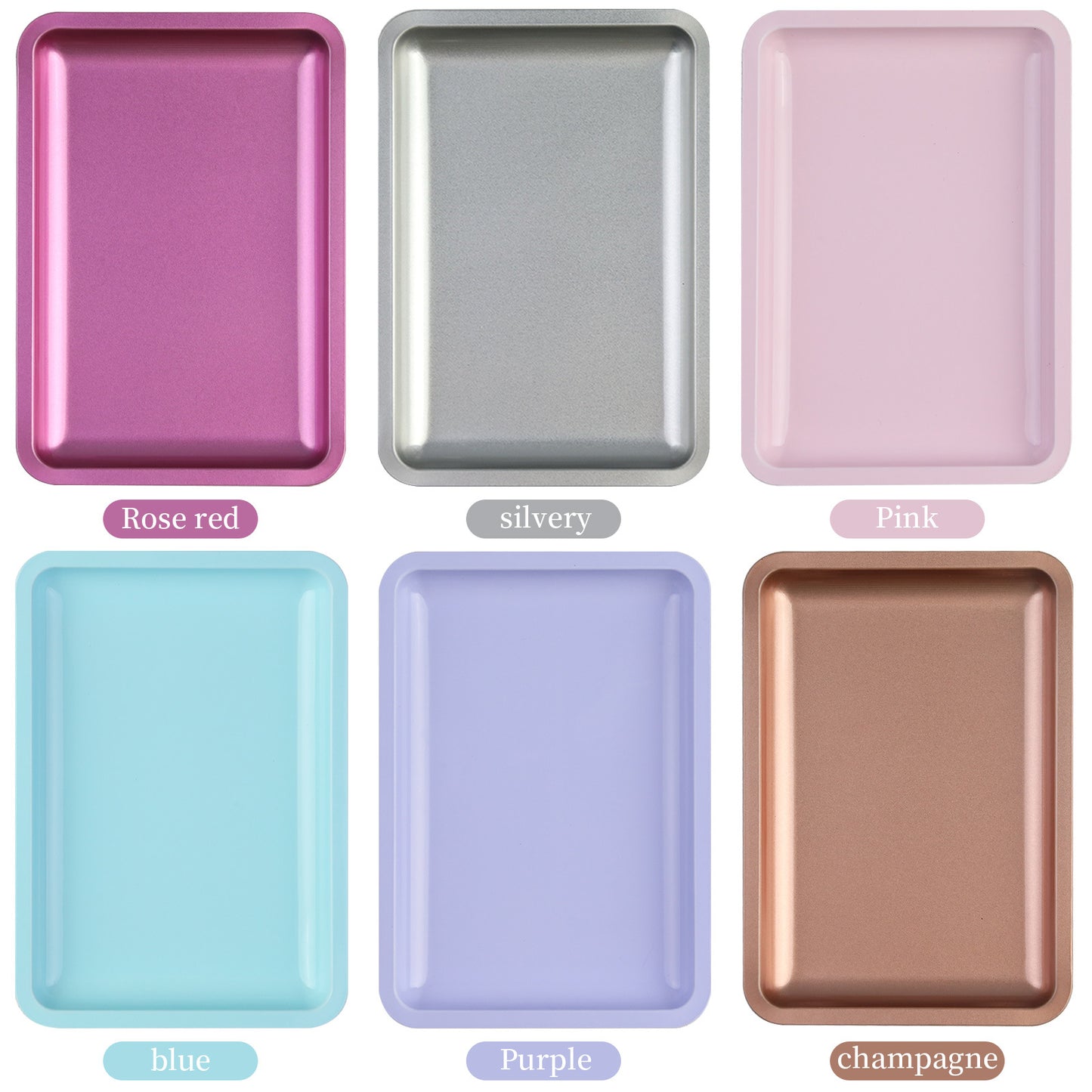 Square Stainless Steel Tray for Nail Art Tools, Jewelry, and Cosmetics Storage Metal Organizer Plate