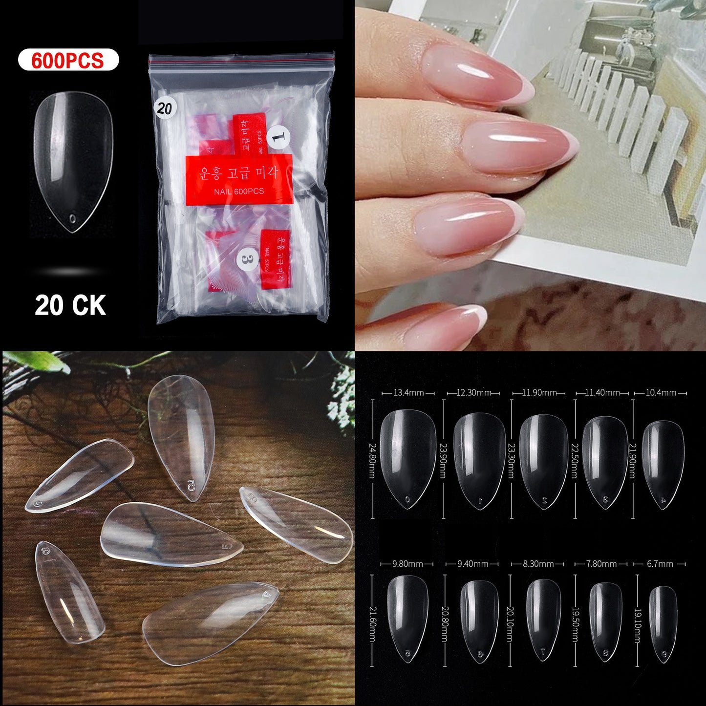 500 PCS Clear Nail Tips (33 different shapes) for Fingernails and Toenails