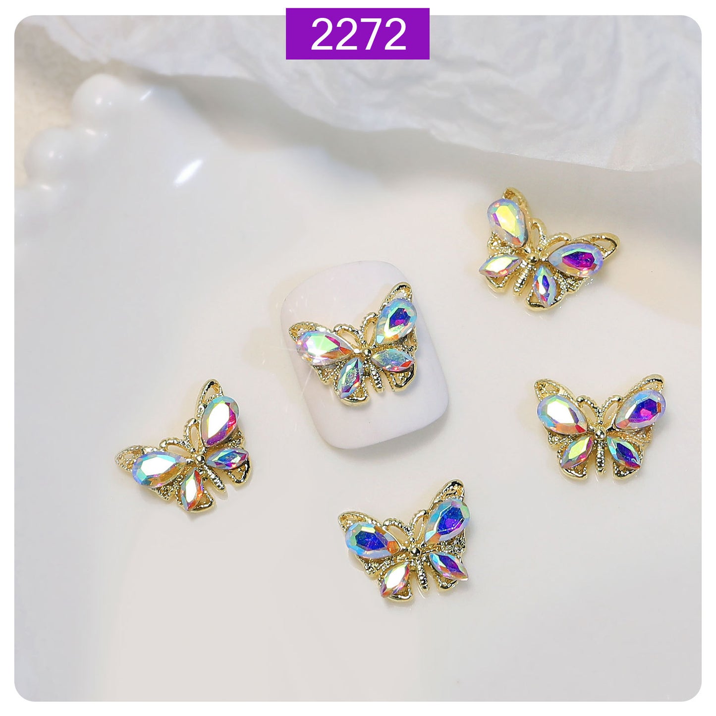 Dreamy Crystal Butterfly Nail Decorations