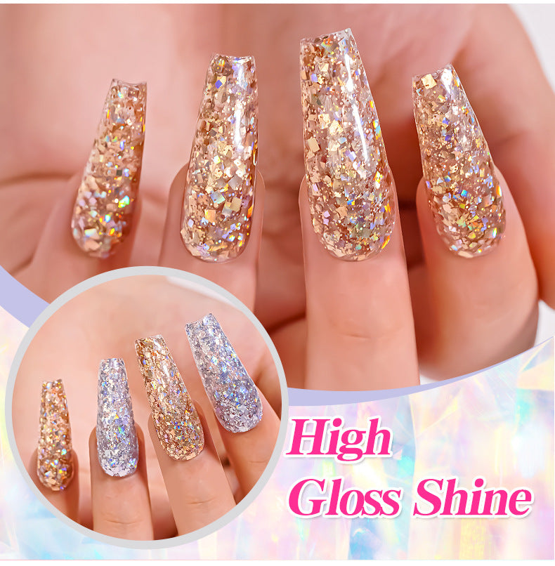 7.3ml Reflective Glitter Gel Polish (12 different color), Sparkly Shiny Gel Nail Art Varnish Manicure Kit, Soak Off LED Lamp